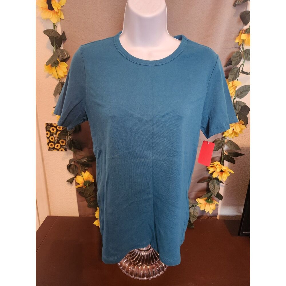 NWT Pendleton Women's Teal Short Sleeve Crewneck Casual Basic T-Shirt Size Small